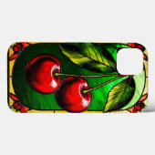 Coques Case-Mate iPhone Cerises rouges vives et feuilles vertes (Verso (horizontal))