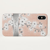 Coques Case-Mate iPhone Cerisiers Blossoms Rose Or Monogramme Bling (Dos (Horizontal))