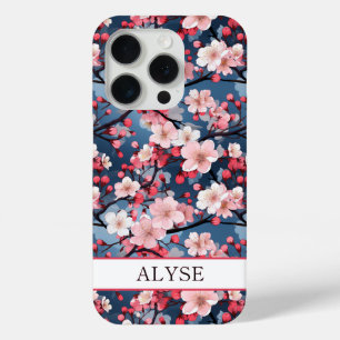 Coque iPhone 15 Pro Cerisiers en Fleurs Sakura Japonais Monogrammé