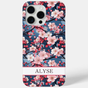 Coque iPhone 15 Pro Max Cerisiers en Fleurs Sakura Japonais Monogrammés
