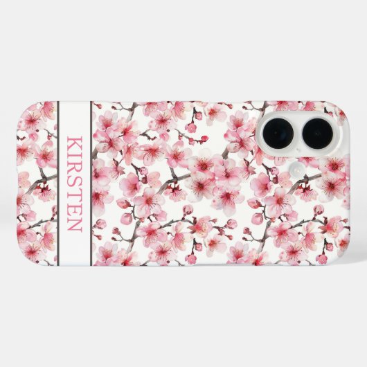 Coques Case-Mate iPhone Cerisiers Motif Sakura Monogrammé (Verso (horizontal))