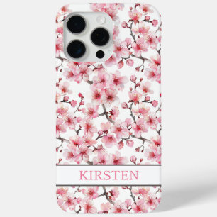 Coque iPhone 15 Pro Max Cerisiers Motif Sakura Monogrammé