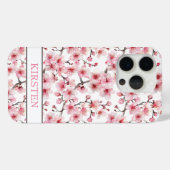 Coques Case-Mate iPhone Cerisiers Motif Sakura Monogrammé (Verso (horizontal))