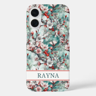 Coques iPhone 16 Cerisiers Sakura Imprimé Monogrammé