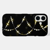Coques Case-Mate iPhone Chaîne de lumières brillantes sur noir (Verso (horizontal))