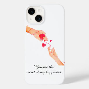 Coque Pour iPhone 14 "Chaîne romantique rouge des mains et des coeurs d