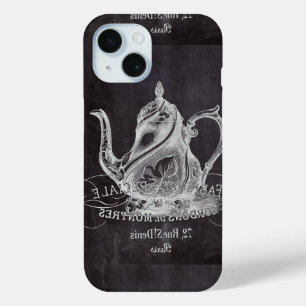 Coque Pour iPhone 15 Chalkboard teapot Alice in Wonderland tea party