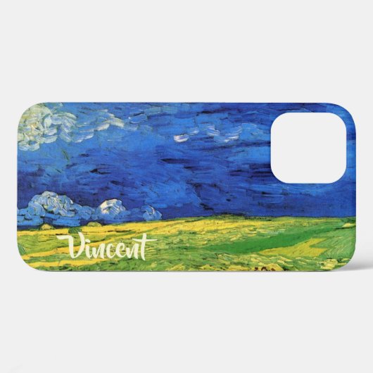 Coques Case-Mate iPhone Champ de blé sous ciel nuageux par Vincent van Gog (Verso (horizontal))