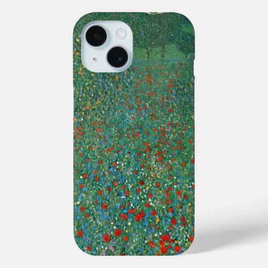 Coques Case-Mate iPhone Champ de pavot par Gustav Klimt, Art Nouveau Vinta (Verso)