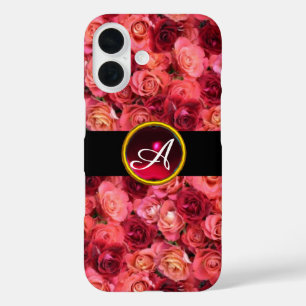 COQUES iPhone 16  CHAMP ROSE ROSE ROSE ROSE ROSE ROSE ROUGE, MONOGRA