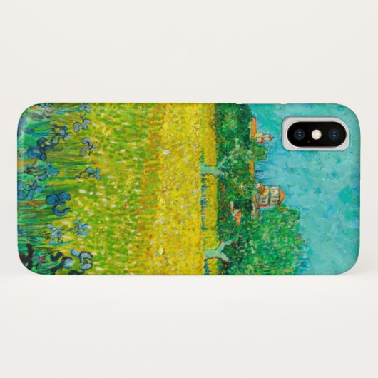 Coques Case-Mate iPhone Champ Van Gogh avec Irises près d'Arles (Dos (Horizontal))