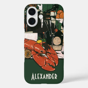 Coques iPhone 16 Champagne au homard vintage, fête élégante et chic
