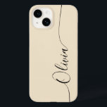 Coque Pour iPhone 14 Champagne Black Élégante Calligraphie Nom du scrip<br><div class="desc">Champagne Black Elegant Calligraphy Script Personnalisé Nom iPhone 14 Smart Phone Boîtes dispose d'un design moderne et tendance simple et élégant avec votre nom personnalisé dans élégante calligraphie manuscrite typographie sur un arrière - plan de champagne. Conçu par ©Evco Studio www.zazzle.com/store/evcostudio</div>