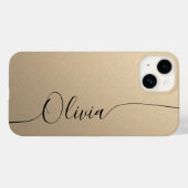 Coques Case-Mate iPhone Champagne Élégant Calligraphie Script Nom (Verso (horizontal))