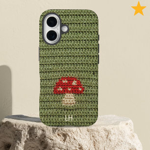 Coques iPhone 16 Champignon au Crochet Cozy Fil Personnalisé Noms I