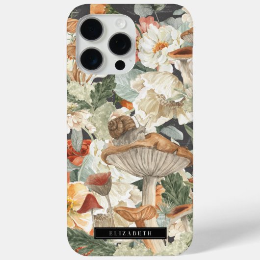 Coques Case-Mate iPhone Champignon fleur sauvage | Monogramme de la forêt  (Verso)