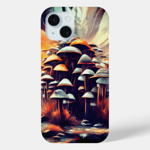 Coque Pour iPhone 15 Champignons Abstraits enchantés - Art Imaginaire