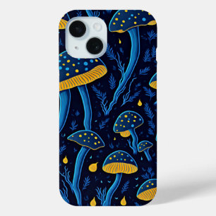 Coque Pour iPhone 15 Champignons bioluminescents néon rétro