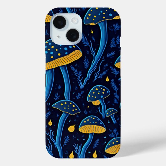 Coques Case-Mate iPhone Champignons bioluminescents néon rétro (Verso)