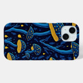 Coques Case-Mate iPhone Champignons bioluminescents néon rétro (Verso (horizontal))