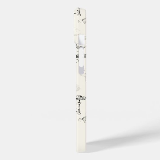 Coques Case-Mate iPhone Champignons blancs noirs modernes avec nom personn (Verso / Gauche)