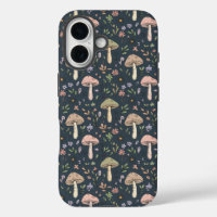 Champignons Bleu Ardoise Profond Motif Sans Coutur