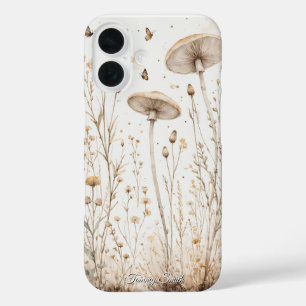 Coques iPhone 16 Champignons botaniques vintages et Fleurs sauvages