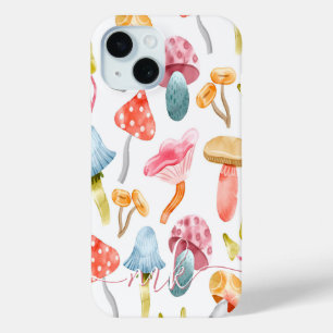 Coque Pour iPhone 15 Champignons pastel à l'aquarelle