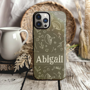 Coque Pour iPhone 14 Champignons Sage Vert Bois Design Funky Boho