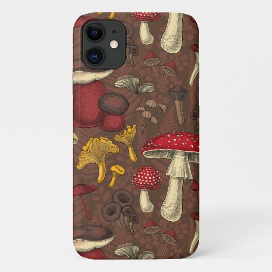 Coques Case-Mate iPhone Champignons sauvages sur brun (Dos)