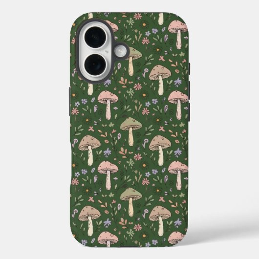 Coques Case-Mate iPhone Champignons Vert Chasseur Sombre Sans Couture Fore (Verso)