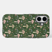 Coques Case-Mate iPhone Champignons Vert Chasseur Sombre Sans Couture Fore (Verso (horizontal))