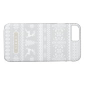 Coques Case-Mate iPhone Chandail de Noël gris clair motif monogramme (Dos (Horizontal))