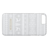 Coques Case-Mate iPhone Chandail de Noël gris clair motif monogramme (Dos (Horizontal))