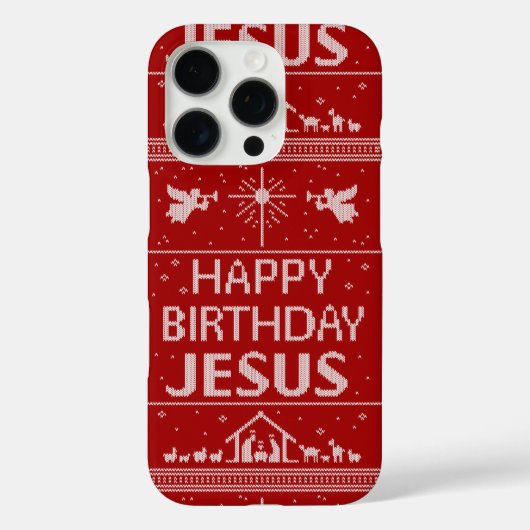Coques Case-Mate iPhone Chandail de Noël Joyeux anniversaire Jésus Religie (Verso)