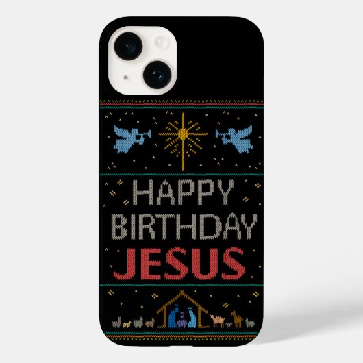 Coques Case-Mate iPhone Chandail de Noël moche - Joyeux anniversaire Jésus (Verso)