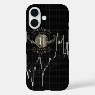 Coques iPhone 16 Chandeliers Graphique & Pièce d'or Bitcoin