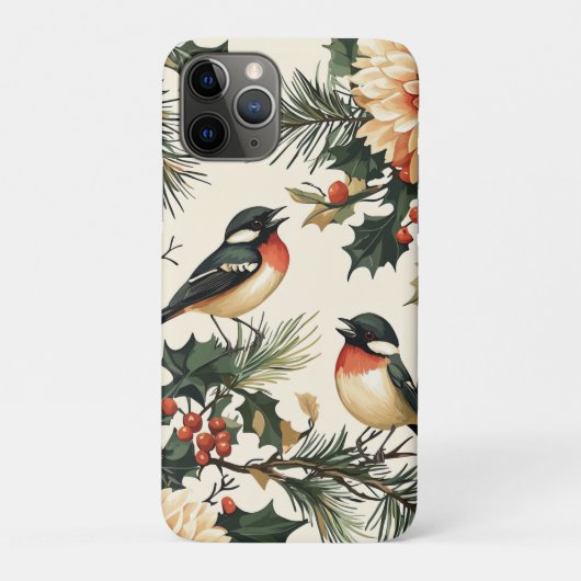 Coques Case-Mate iPhone Chanson Rustique Botanique Crème Rouge d'Hiver (Dos)