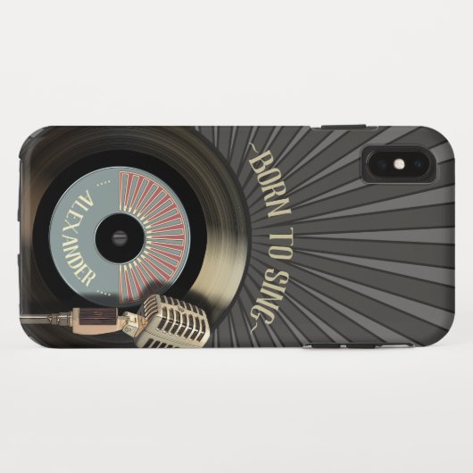 Coques Case-Mate iPhone Chanteurs rétro microphone et vinyle 45 (Dos (Horizontal))