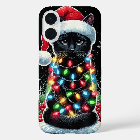 Coques Case-Mate iPhone Chapeau de Santa Noël Chat Noir Drôle de Chat (Verso)