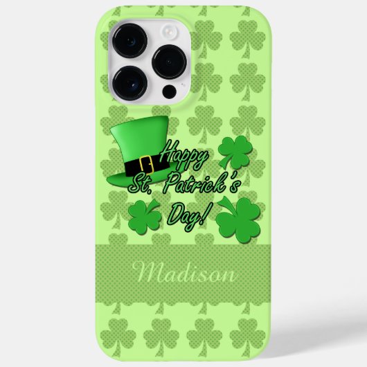 Coques Case-Mate iPhone Chapeau haut vert Shamrocks St. Patricks Nom du mo (Verso)