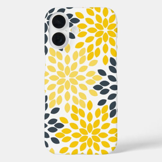 Coques Case-Mate iPhone Charbon jaune et gris Moderne Floral (Verso)