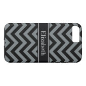 Coques Case-Mate iPhone Charbon noir LG noir Chevron Nom noir Monogramme (Dos (Horizontal))