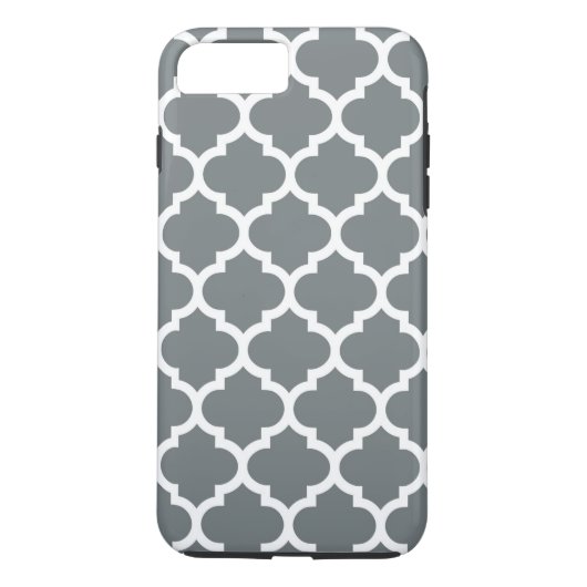 Coques Case-Mate iPhone Charcharbon gris blanc Quatrefoil marocain Motif # (Dos)