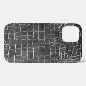 Coques Case-Mate iPhone Charcharbon Gris Faux Crocodile Cuir (Verso (horizontal))