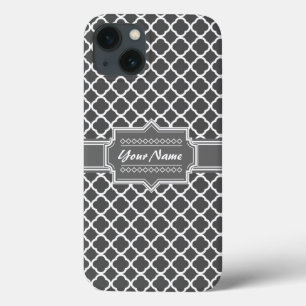 Etui iPhone Case-Mate Charcoal Grey Quatrefoil Personnalisé Nom