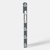 Coques Case-Mate iPhone Charcoal Grey White Ships Motif Ancres (Verso / Gauche)