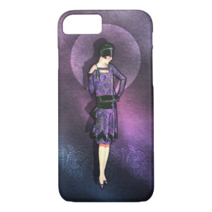 Case-Mate iPhone Case CHARLA, dame Art déco en bleu violet et Turquoise