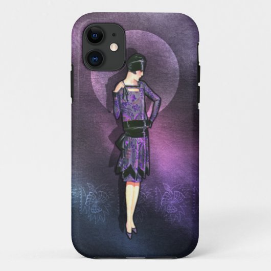 Coques Case-Mate iPhone Charla - mode des années 1920 dans le bleu en (Dos)