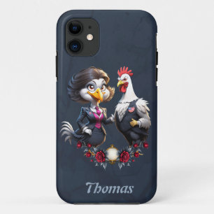 Case-Mate iPhone Case Charmant couple de poulets caricaturaux.